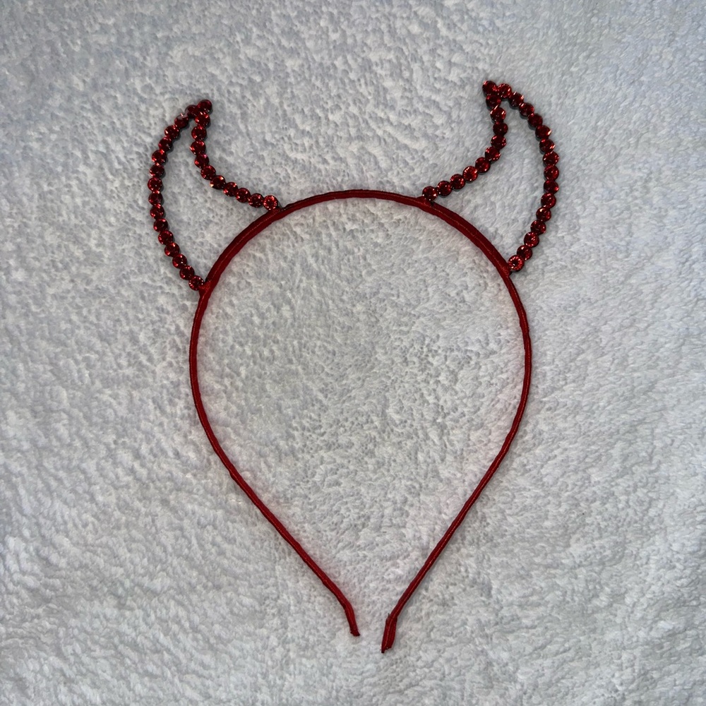 Red Beaded Devil Horns Headband